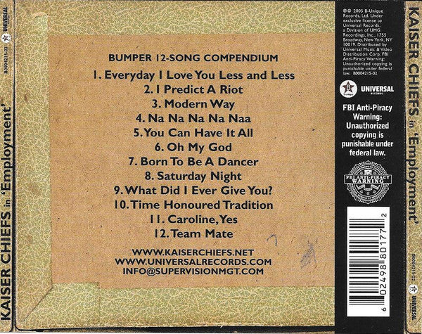 Kaiser Chiefs: Employment CD – Sorry State Records