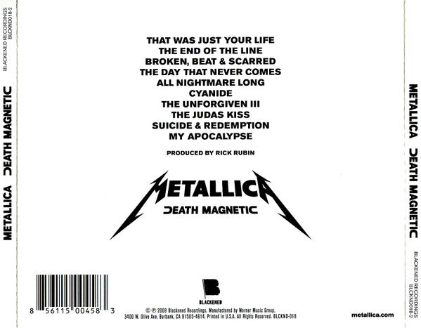 米2LP llica Death Magnetic BLCKND0181 Blackened /00660 Metallica Death Magnetic 2LP Magnetic Silver Vinyl 2024