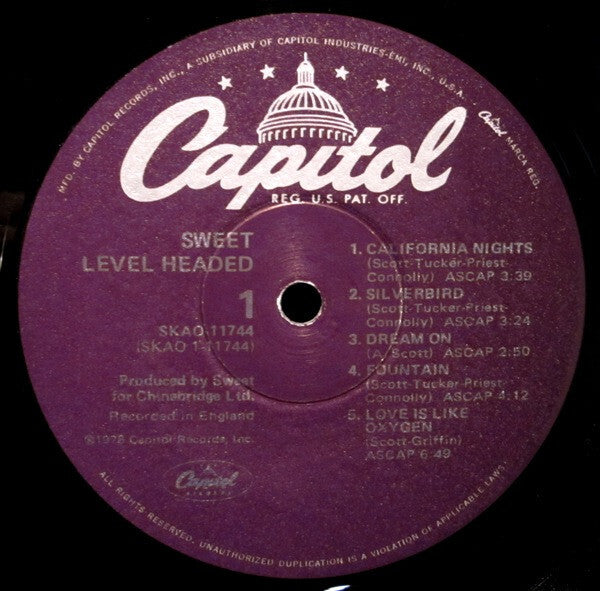 その他 LP Sweet Level Headed ECS81012 CAPITOL /00400 Sweet: Level Headed 12