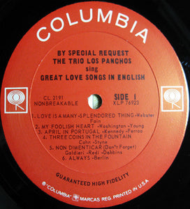 Trio Los Panchos: By Special Request Sing Great Love Songs In English 12"