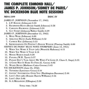 Edmond Hall: The Complete Edmond Hall / James P. Johnson / Sidney De Paris / Vic Dickenson Blue Note Sessions CD box set