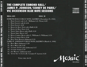 Edmond Hall: The Complete Edmond Hall / James P. Johnson / Sidney De Paris / Vic Dickenson Blue Note Sessions CD box set