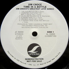 Jim Croce: Time In A Bottle Jim Croce's Greatest Love Songs 12"