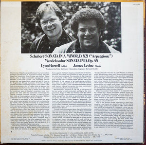 Lynn Harrell: Shubert / Mendelssohn: "Arpeggione" Sonata, D. 821 / Sonata In D Op. 58 12"