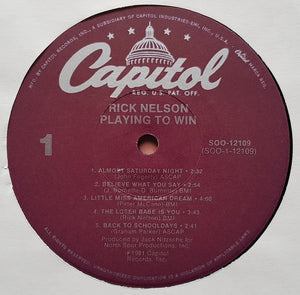 Ricky Nelson: Playing To Win 12"