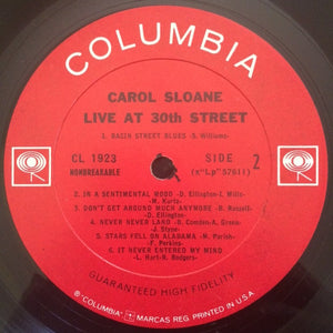 Carol Sloane: Live At 30th Street 12"