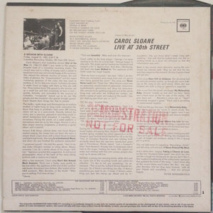 Carol Sloane: Live At 30th Street 12"